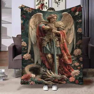 Dragon Slayer Angel Pattern   Blanket, 1 Count Soft and Comfortable Air-conditioned Room Throw, Warm Nap Blanket for Home, Office, Outdoor Camping
