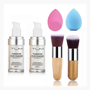 TLM – 2‑Pack Color‑Changing Foundation Liquid with Brushes & Sponges, Flawless Full‑Coverage Primer Base 30 ml – TLM