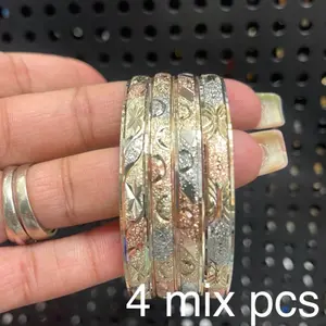 Empress TRI COLOR  Bangles Bracelet Set - 4 Pieces, 14K Gold Filled MIXED OR SAME PATTERNS BRACELET 14K Gold Filled