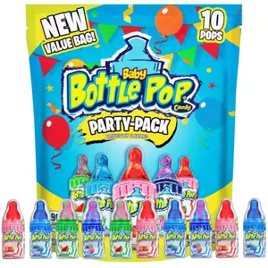 Baby Bottle Pop Easter Candy Bulk, Candy Variety Pack with Lollipops, Powdered Sugar Dip, for Party Favors, Birthdays, Easter Baskets, Baby Showers, 10 Count