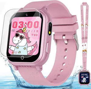 Watch  for Girls Ages 3-12, IP67 , 32 Puzzle , HD Touchscreen Dual Camera Vedio Pedometer Music Player,  Watch  Birthday Gifts for Girls Ages 5 6 7 8 9 10 (Pink)