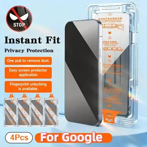 4-Pack Google Pixel Screen Protectors, Anti-Spy Tempered Glass, 9h Hardness, Dust-Free, Bubble-Free, Ultra Sound Fingerprint Unlock