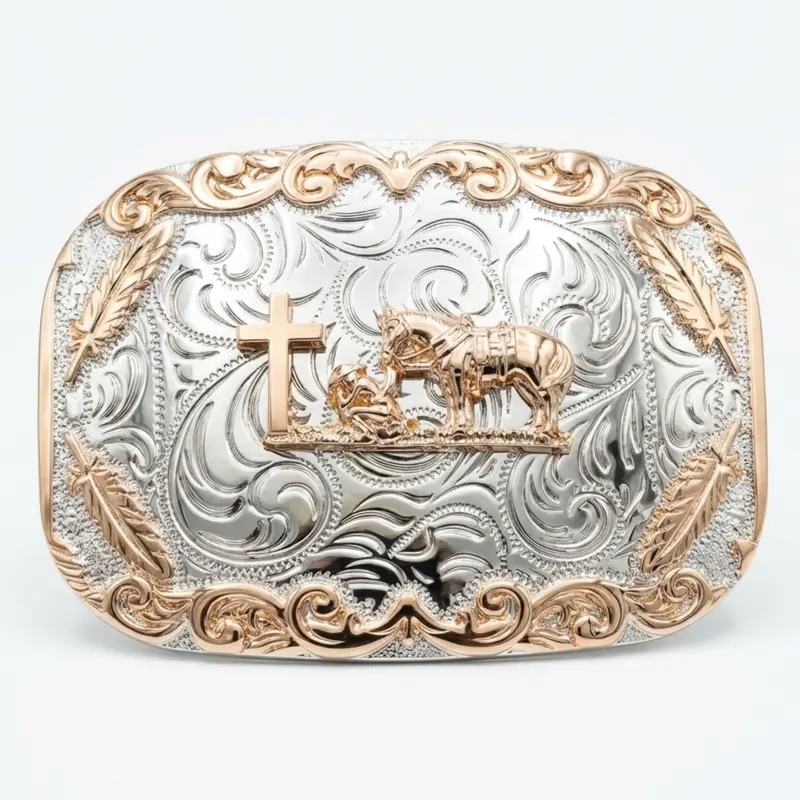 Silver Cut-Out Praying Cowboy Belt Buckle for Men - Western  display picture 2