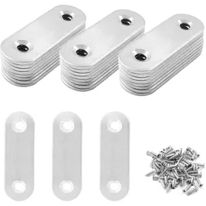 24 count Straight Brace, Flat Brace 2" x 0.6", Stainless Steel Straight Bracket, Mending Joining Plates for , Board, Bed Frame, Furniture & Shelves,