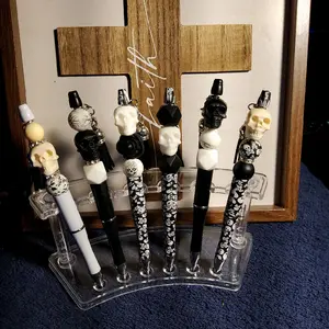 Beaded Pens with Unique Skull Designs and Colorful Beads - Product Title