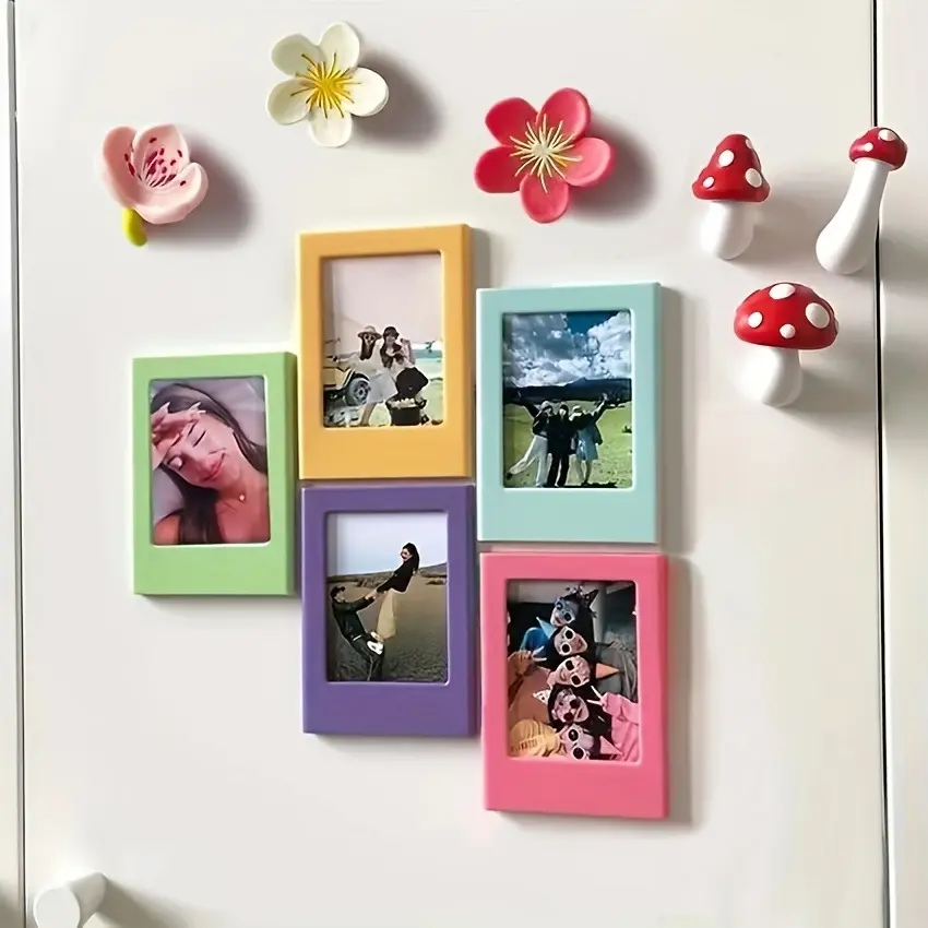 Magnetic photo frame，5/8pcs Color 3 Inch Magnetic Photo Frame, Refrigerator Magnetic Photo Frame for Fujifilm Instax Negatives, Photo Display, Record Beautiful Moments - Office, Kitchen, Living Room, Bedroom Decoration, Valentine'S Day, Birthday, Decor
