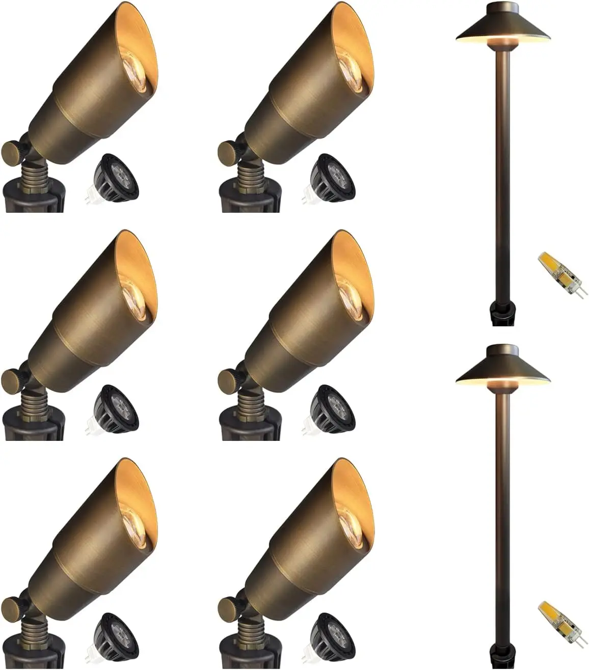 COLOER Cast Brass LED Landscape Lighting | 12V Low Voltage Waterproof Outdoor Lights Kit KIT-4
