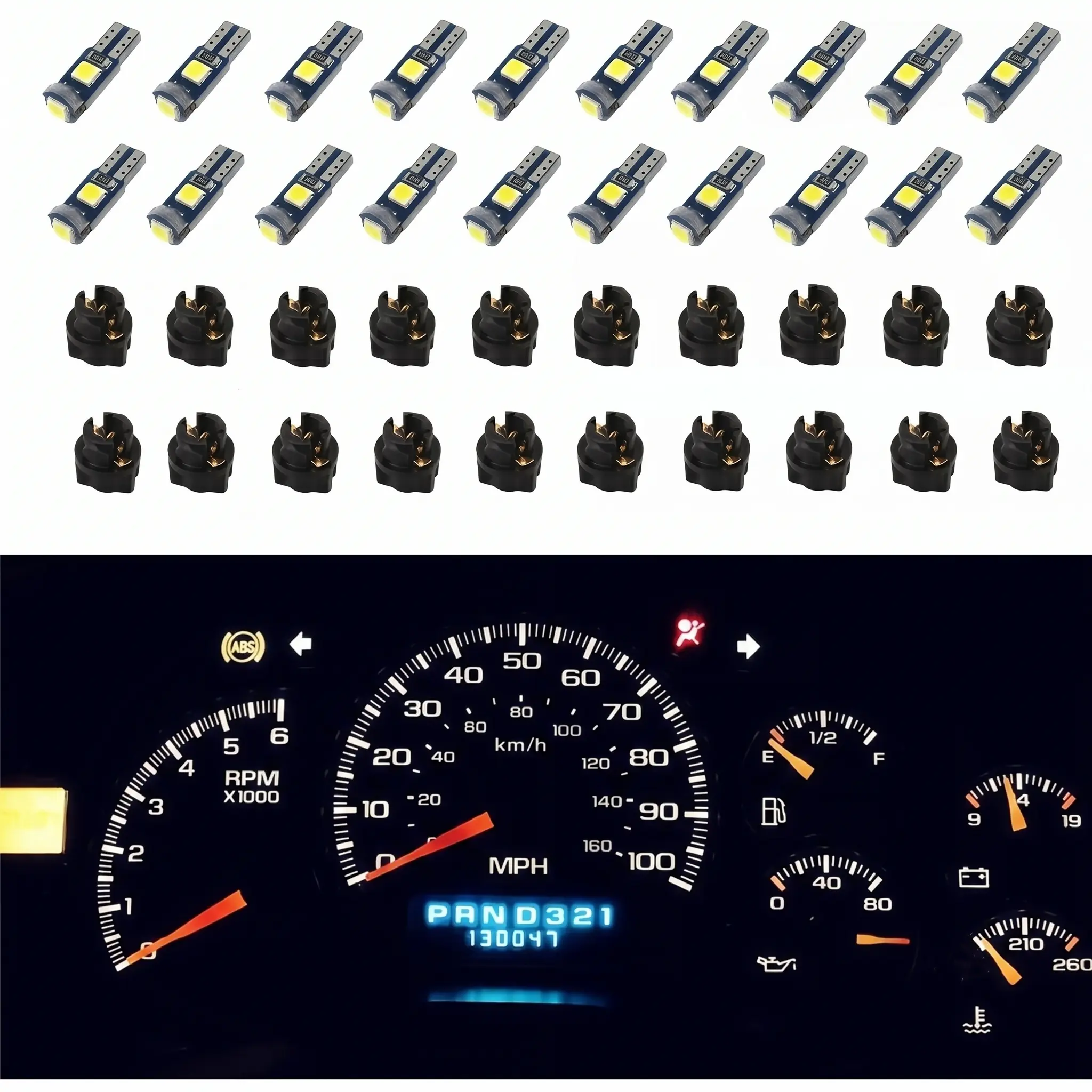 Dashboard Lights 20 Piece T5 LED Bulbs 6000K White For Interior Dome Door Instrument Panel Cluster Anniversary Gift