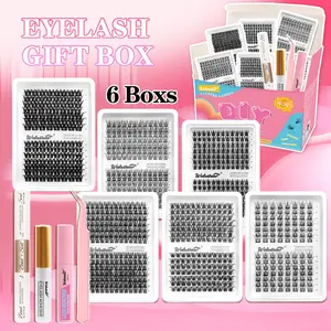 Variety Style Cluster Lash Set, Incremental Lash Extensions 12-16mm, DIY Home Use with Adhesive & Sealant Included, Eyelash Extensions Kit