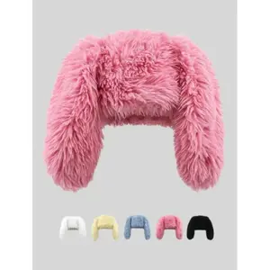 2026 NEW Cute Fluffy Rabbit Ear Design Caps, White Caps, CasuaSoft Plush Warm Beanie Hat for Women & Men, FashionAccessories for Daily Wear, Funny Bunny Hat