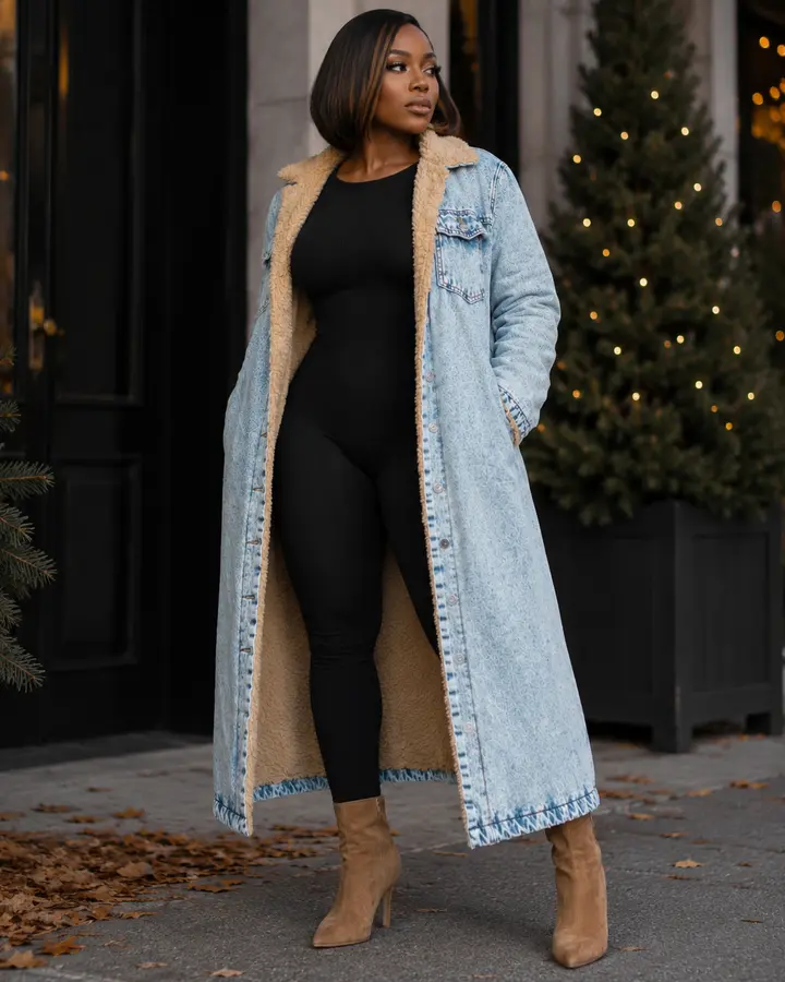 Weekend Chill Oversized Denim Trench Coat