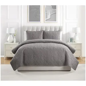 VCNY Home Seashell 3pc Solid Coastal Quilt Set,Full/ Queen