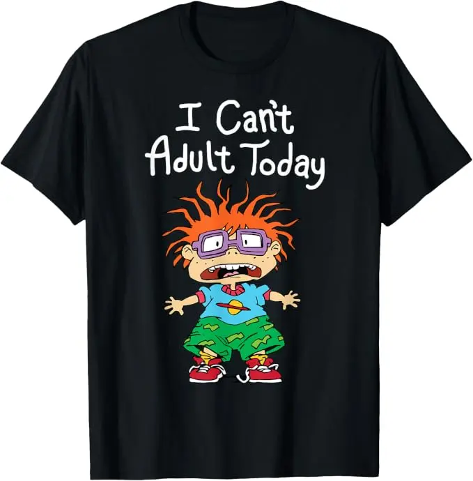 Nickelodeon I Can't Adult Today Chuckie Finster T‑Shirt, Rugrats Classic 90s Cartoon Graphic Tee, Casual Unisex Short Sleeve Top for Men and Women