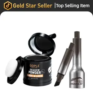 Hairline Powder for Bald Spots, Eyebrows, Beard Line, Light-Blonde Hair Fibers for Thinning Hair Shadow Powder 2 Pack (Black)