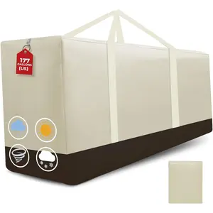 Cushion Storage Bag Waterproof Outdoor Cushions Storage Bag 68" L x 30" W x 20" H Large Patio furniture Cushion Storage Bags with Handle and Zipper (Beige, 1 Pack)