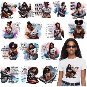 DTF Transfers Ready to Press - 15 Sheets Prayer Black Iron On Transfers for T-Shirts, Christian Religious Iron on Patches, Heat Transfer Paper Decals for Clothes DIY
