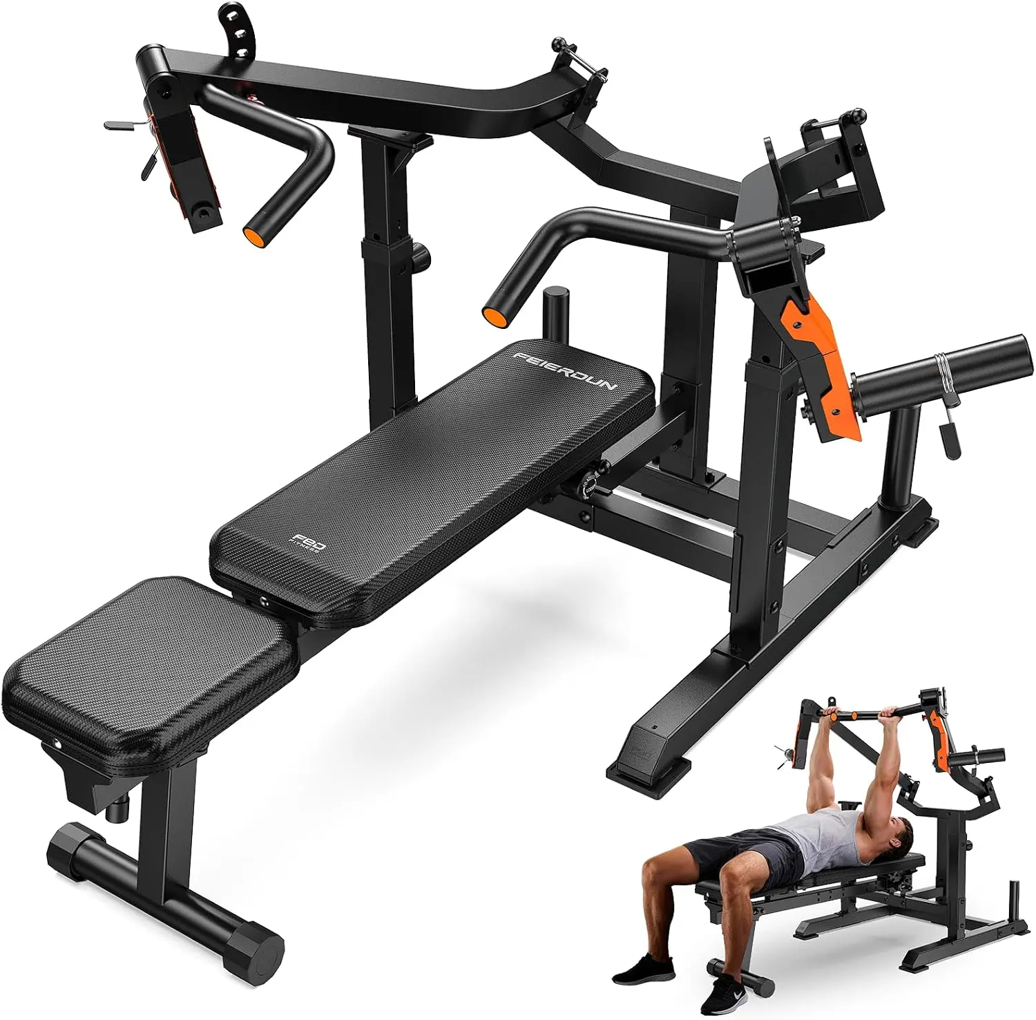 FED Fitness Feierdun Series SO2 Adjustable Multi-Angle Steel Frame Strength Training Weight Lifting Bench Press, 1250 LB Capacity