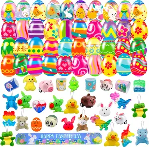 32 Pack Prefilled Easter Eggs with Fidget Toys, Bright Colorful Easter Eggs Prefilled with Variety Easter Stress Toys Great for Kids Toddler Easter Basket Stuffers Party Favors Gifts