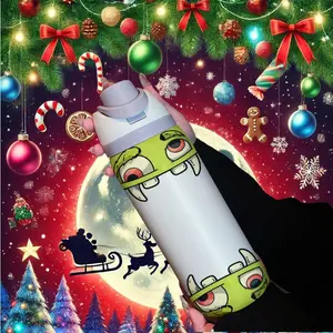 32oz Monster Dual-Use Sports Water Bottle Tumbler, Stainless Steel Vacuum Insulated, Large Capacity Fruit Cup, Perfect Gift for Women