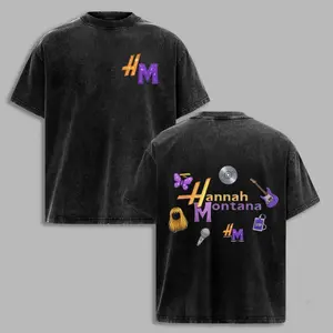Hannah Montana 20th Anniversary v3 Men's Oversized Cotton Wash T-Shirt, The Miley Hoodie Sweater T-Shirt , Vintage Music Merch WASH T-Shirt, Retro 90s Pop Style, nostalgiatee, popculturetee