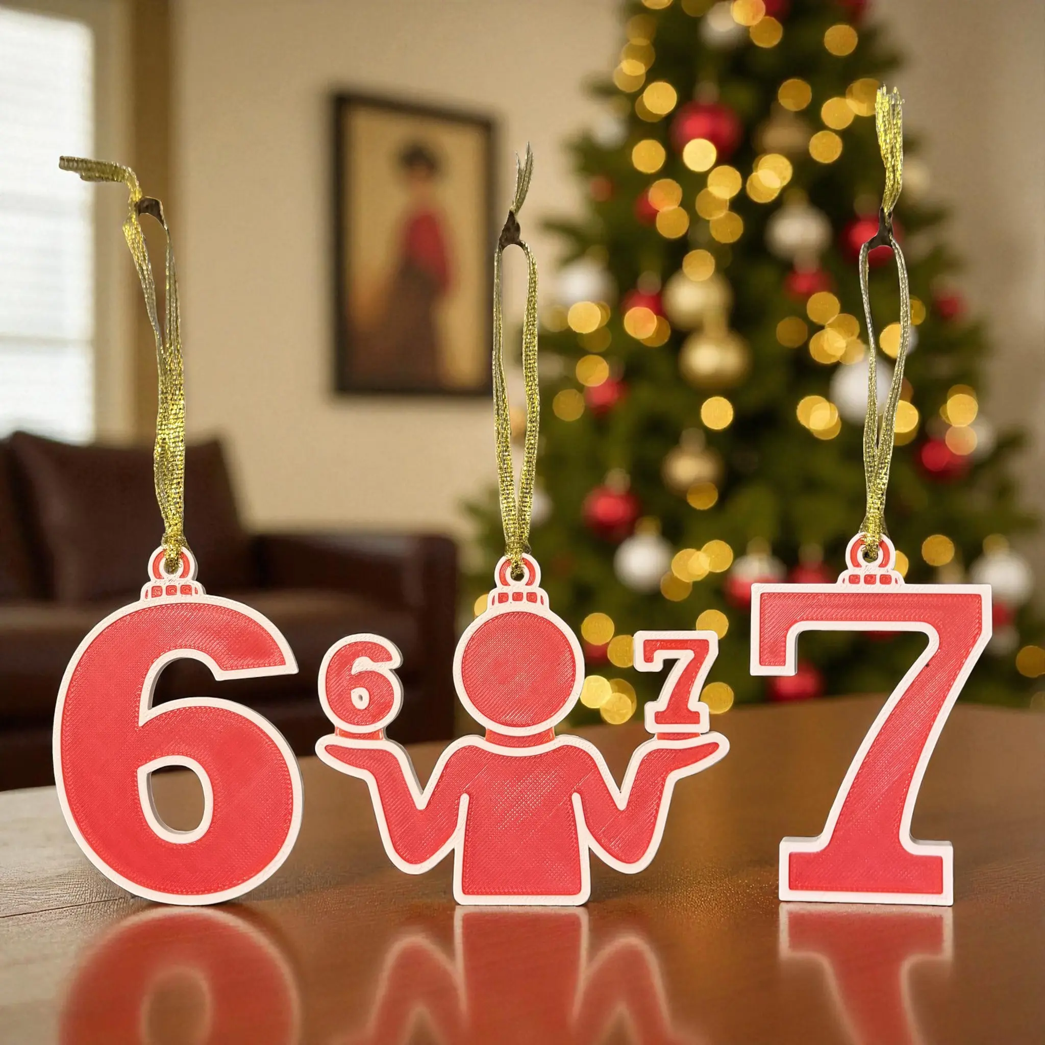 67 Meme Ornament Set (Six Seven) - Funny Christmas Ornament