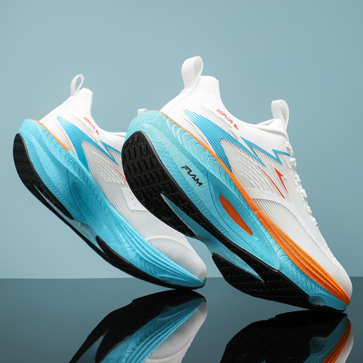 AOPLUS Lightweight Running Sneakers. Viral White Teal Athletic Shoes for Men & Women. Experience Cloud Comfort with Breathable Mesh & Shock Absorbing Chunky Sole. The Ultimate Versatile Gym to Street Footwear for Your Everyday Athleisure OOTD.