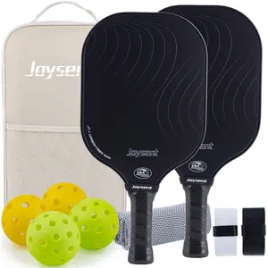 JOYSENT Arcus S1 T300 Carbon Fiber Pickleball Paddle Set 14mm with 4 Balls & Square Bag USAP Approved for Doubles Play Lightweight Compact Design