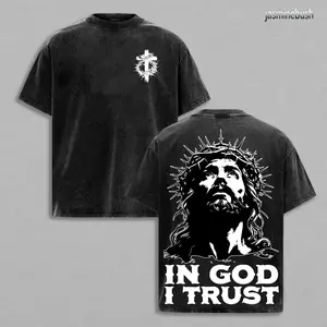 "IN GOD I TRUST" Jesus Crown of Thorns God Apparel Tee Washed, Easter T-Shirt, Jesus T-Shirt, Easter Streetwear, Christian Apparel Graphic Tees, Gym Pump Cover , Church Outfit