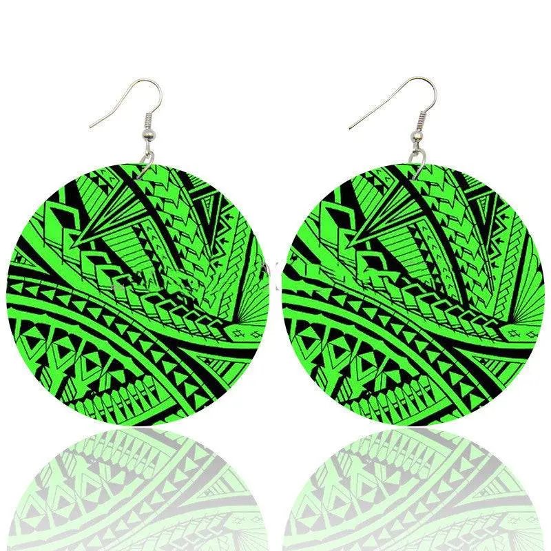 African Print Wooden Earrings