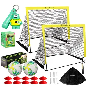 VavaCava 4'x3' Size Portable Soccer Goals For Backyard Fun,2Soccer Nets,2Soccer Balls,Cute Keychain,Pump and Carry Bag,PopUp Design,Outdoor Games For Backyard,Beach,Park,Lawn,kids Soccer Training Equipment,Best Gift For Your kids personalized soccer ball