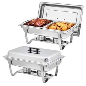 GAOMON Chafing Dish Buffet Set 2 Pack, 8 QT Food Servers and Warmers Stainless Steel Chafer with Water Pan for Weddings, Parties, Banquets, and Catering