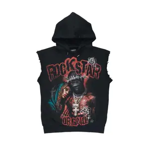 Vontae Black/Red Cut Sleeve Hoodie