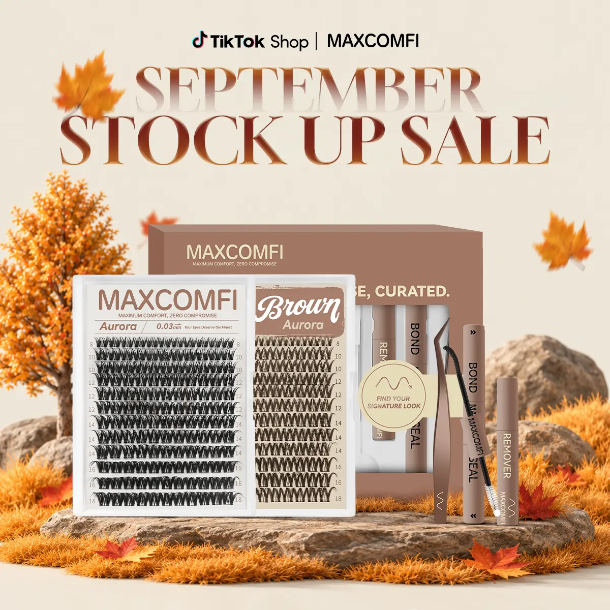 MaxComfi Aurora Lash Cluster False Eyelashes - Super Soft, Waterproof, Long-Lasting, Thin Band for Natural & Voluminous Look, DIY Application for Beginners, Daily Wear Beauty Product