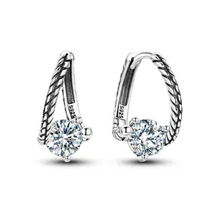 MULA S925 Sterling Silver Rope Moissanite Earrings, sparkling and dazzling gemstone, an elegant gift for women and girls, perfect for engagement, weddings and special occasions