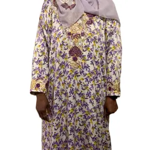 Mukhawar Dress Good for Summer Time - Floral Patterned Top with Matching Scarf for Warm Weather Wear