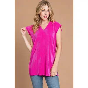 Women's Slit Cap Sleeve Hooded Top in Culture Code - Basic Womenswear