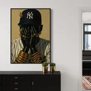 Black Male Art, Black Man Wall Art, NY Yankees Poster, Black Girl Wall Art, New York Yankees Art, Urban Wall Art, Afro Black Art Prints (No Frame)