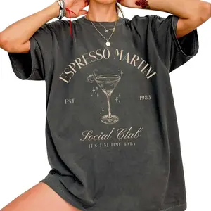 Espresso Martini Shirt Tini Time Crewneck Social Club Clothing Retro Signature Cocktail Funny Drinking Tee Girl Trip Clothing Colors Menswear Top