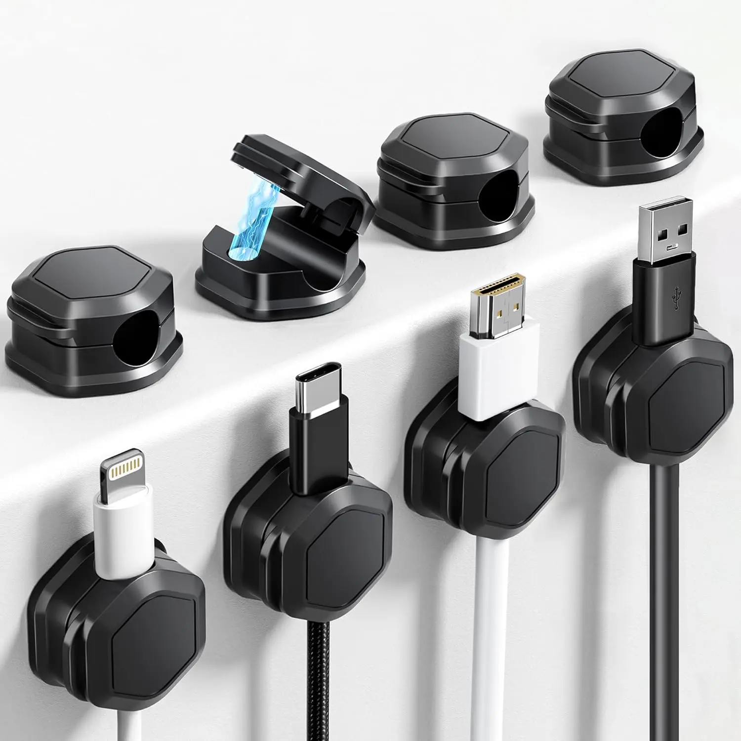 Halloween Fall Gift 8 Pack Magnetic Cable Clips Cord Organizer-Adhesive Wire Holder, Under Desk Cord Holder Keeper for Home Office Desk Phone Car Wall Desktop Nightstand Cabinet