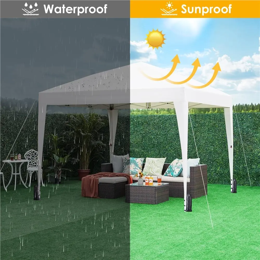 Yaheetech 10x10 Pop Up Canopy with 4 Removable Sidewalls, Portable Enclosed Instant Tent, Waterproof Outdoor Tent, Beach Sun Shelter with 4 Sandbags, 12 Stakes & 4 Ropes Adjustable Shade