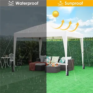 Yaheetech 10x10 Pop Up Canopy with 4 Removable Sidewalls, Portable Enclosed Instant Tent, Waterproof Outdoor Tent, Beach Sun Shelter with 4 Sandbags, 12 Stakes & 4 Ropes Adjustable Shade