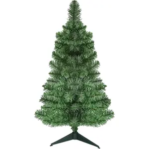 3Ft Premium Artificial Small Mini Christmas Tree for Tabletop Home Office Indoor & Outdoor Decor with Metal Hinges Foldable Base 160 Branch Tips Green Tree