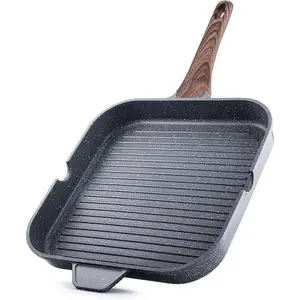 SENSARTE Nonstick Grill Pan for Stove Tops, Versatile Griddle with Pour Spouts, Square Big Cooking Surface, Durable Skillet Indoor & Outdoor Grilling. PFOA Free,12Inch