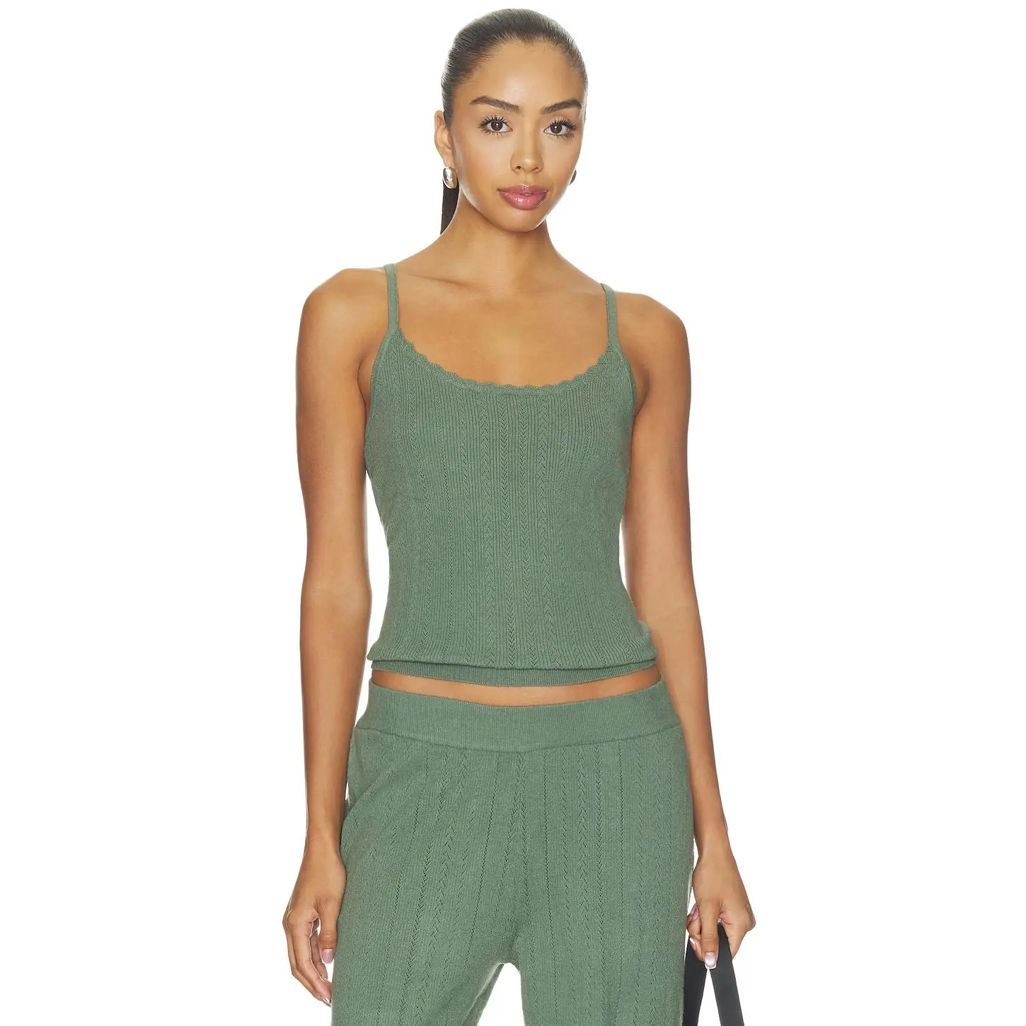 eberjey Pointelle Scoop Neck Cami Top in Desert Sage
