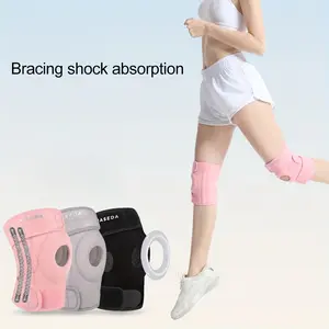 Unisex Knee Brace with Shock Absorption & Bracing Support - Breathable Mesh, Adjustable Straps, Ergonomic Design for Running, Gym, Sports - Pink/Gray/Black, Knee Brace for Knee, Sports Protection, Sleek Brace Design, Secure Fit Brace