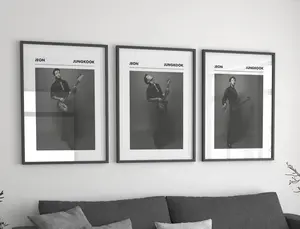 Jungkook BTS Poster Set of 3 minimalist aesthetic bts room decor, bts gifts, bts merch, black & white bts wall art