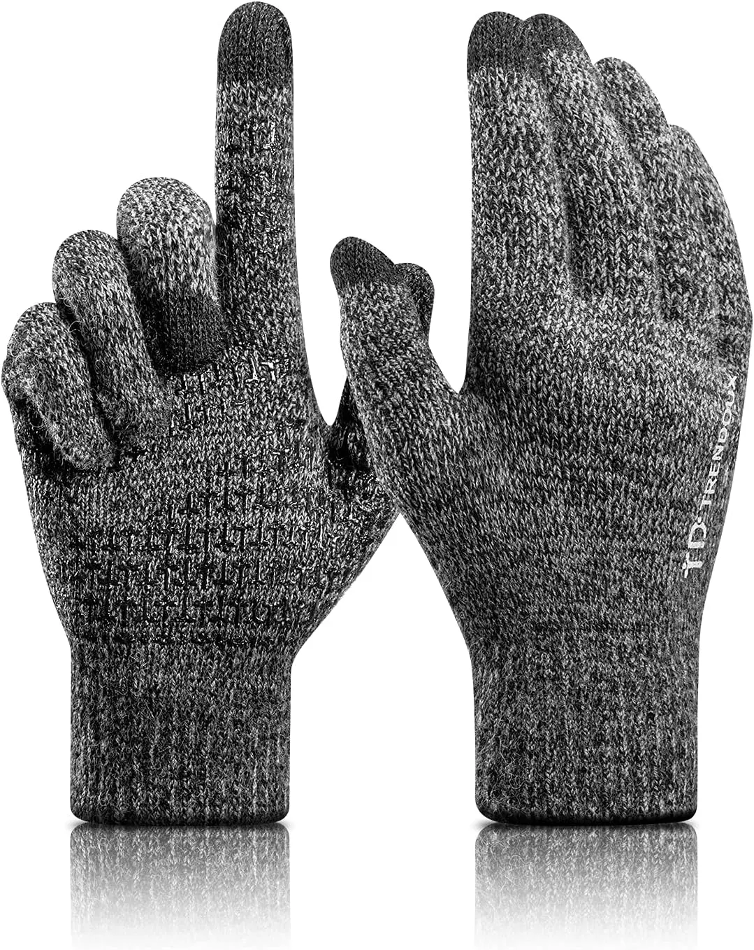 TRENDOUX Merino Wool Winter Gloves for Men Women, Cold Weather Warm Touchscreen Unisex, Non-Slip, Knit Elastic Cuff