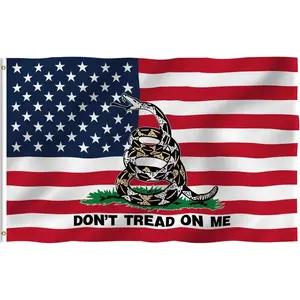 Fly Breeze 3x5 Foot American Flag - Vivid Color and Fade Proof - Double Stitched - USA Don't Tread on Me Patriotic Flags Polyester with Brass Grommets 3 X 5 Ft