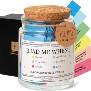 Bible Verse Jar,Bible Verse Jar Read Me When,Read Me When Bible Verses Jar for Emotions and Feelings,Prayer Jar, Hope Jar, Bible Accessories,Bible Supplies,Scripture Jar Gifts for Women Jienlioq