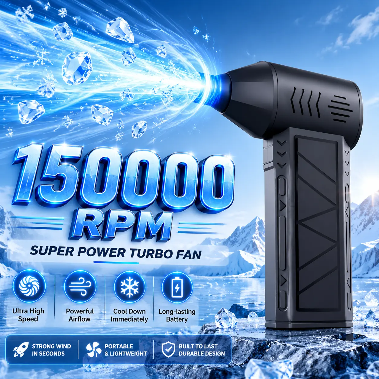 Portable Handheld Turbo Blower, 5 Adjustable Wind Speeds Powerful Airflow, Must-have For Tool Collectors, Clear Computer Dust Without Tangled Brush Lint